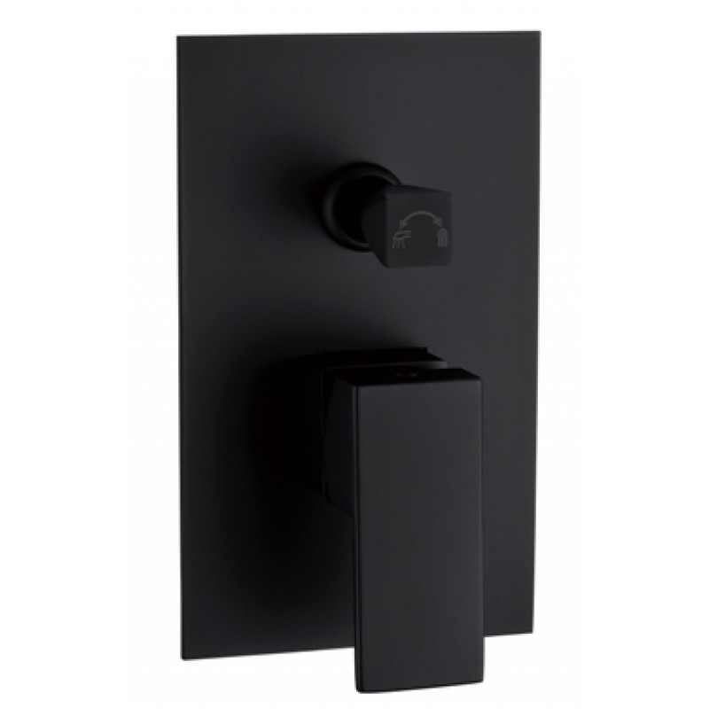 BL2111D Square Black Wall Diverter