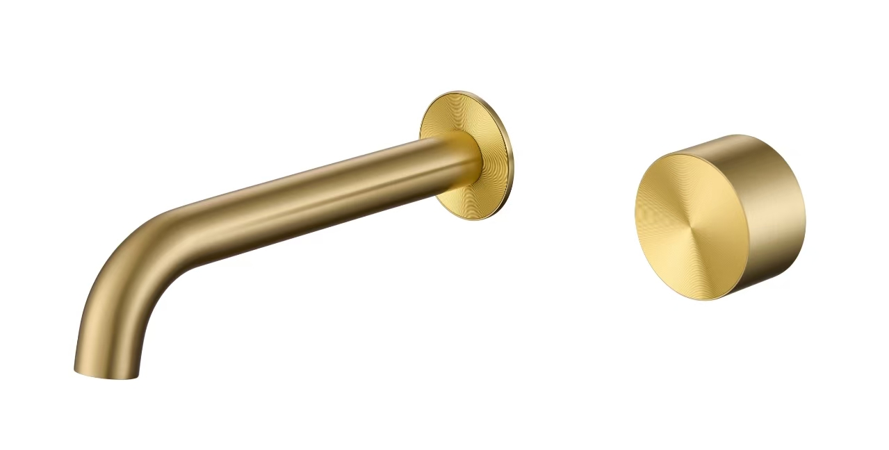 Brushed Gold Bath Spout With Wall Mixer