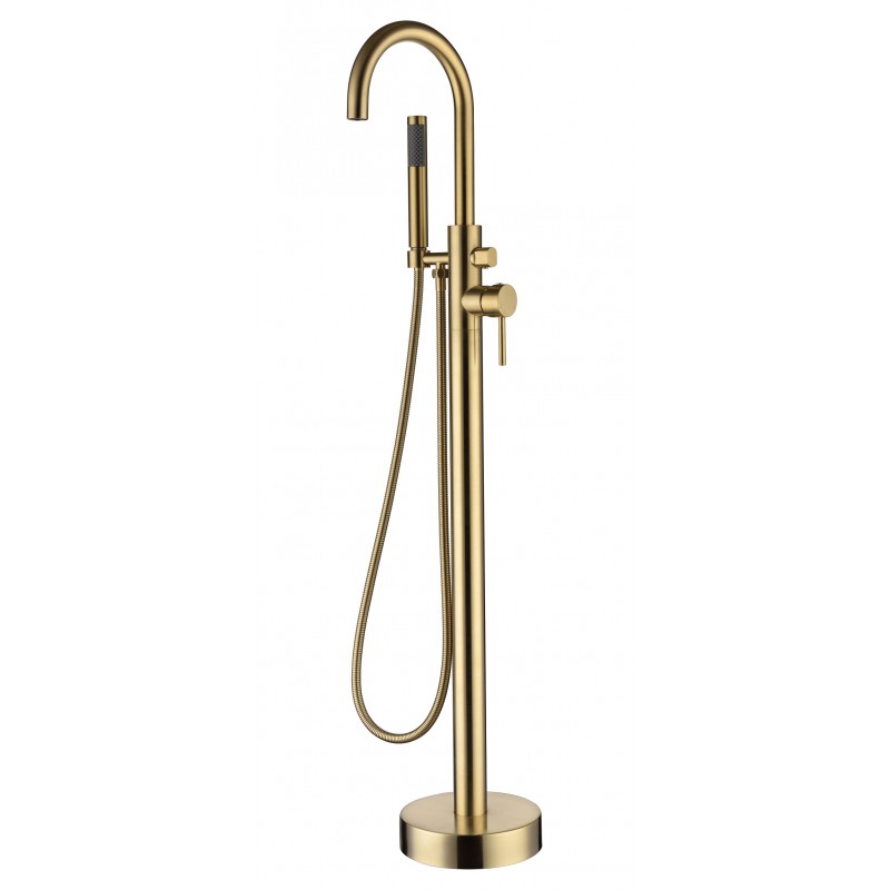 GO 524C Brushed Gold Free Standing Bath Mixer with Shower
