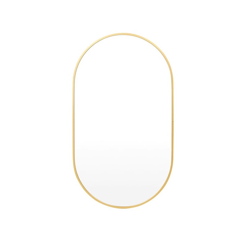 GO-65 Oval slim frame Brush Gold Mirror