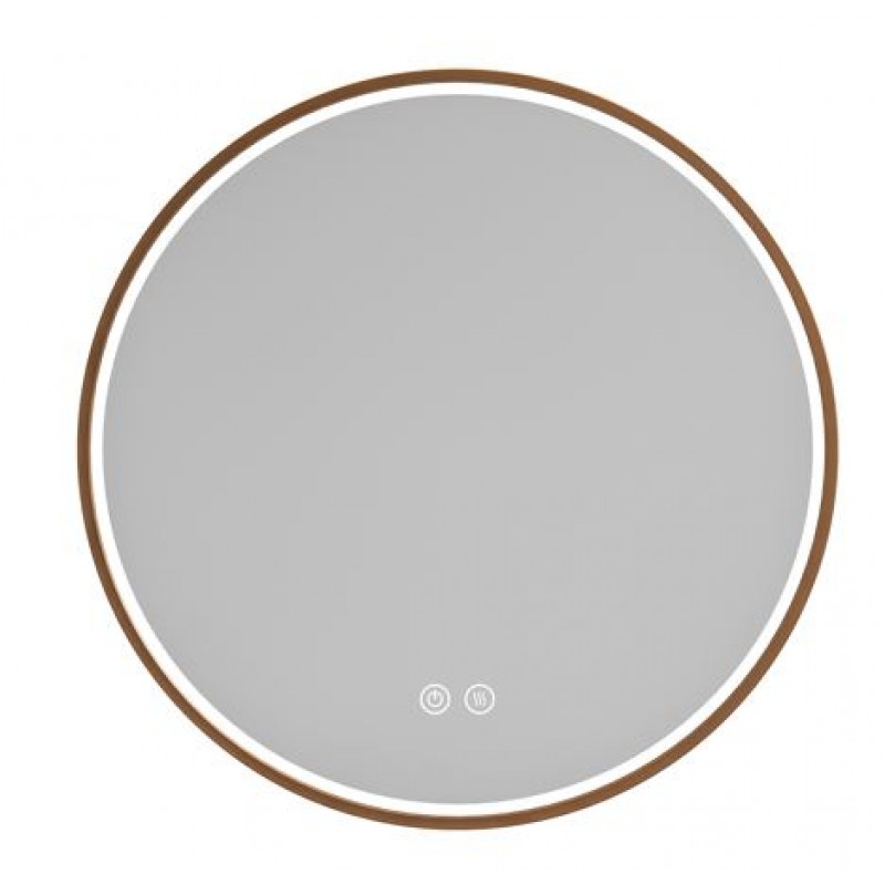 LED-GOR 600 700 800Round LED Mirror With Brushed Gold Frame