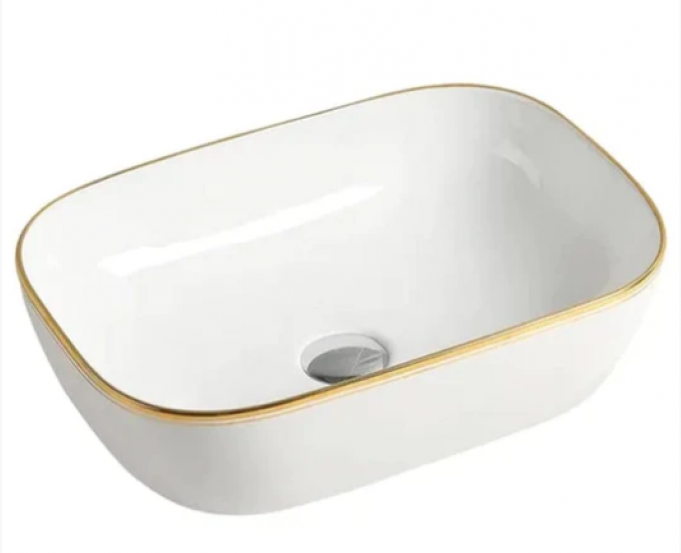 TB280-GO White with Rose Gold Edge Above Counter Basin