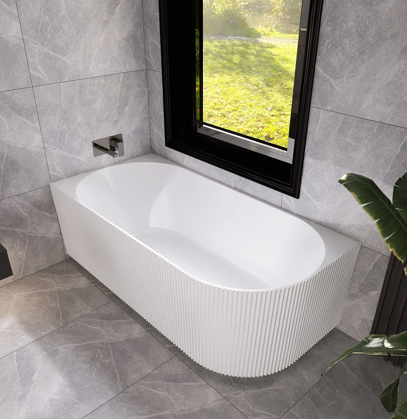 VU537CL-1500 1700 Fluted Oval Free Standing Left Hand Corner Bath