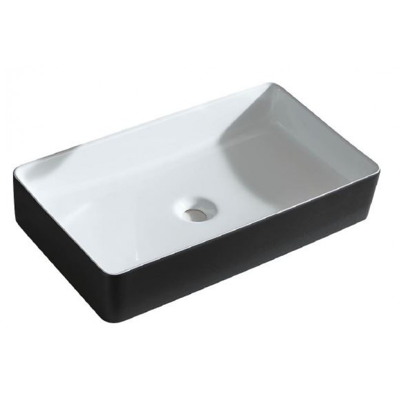 WB313 615345 White & Black Above Counter Basin with thin edge